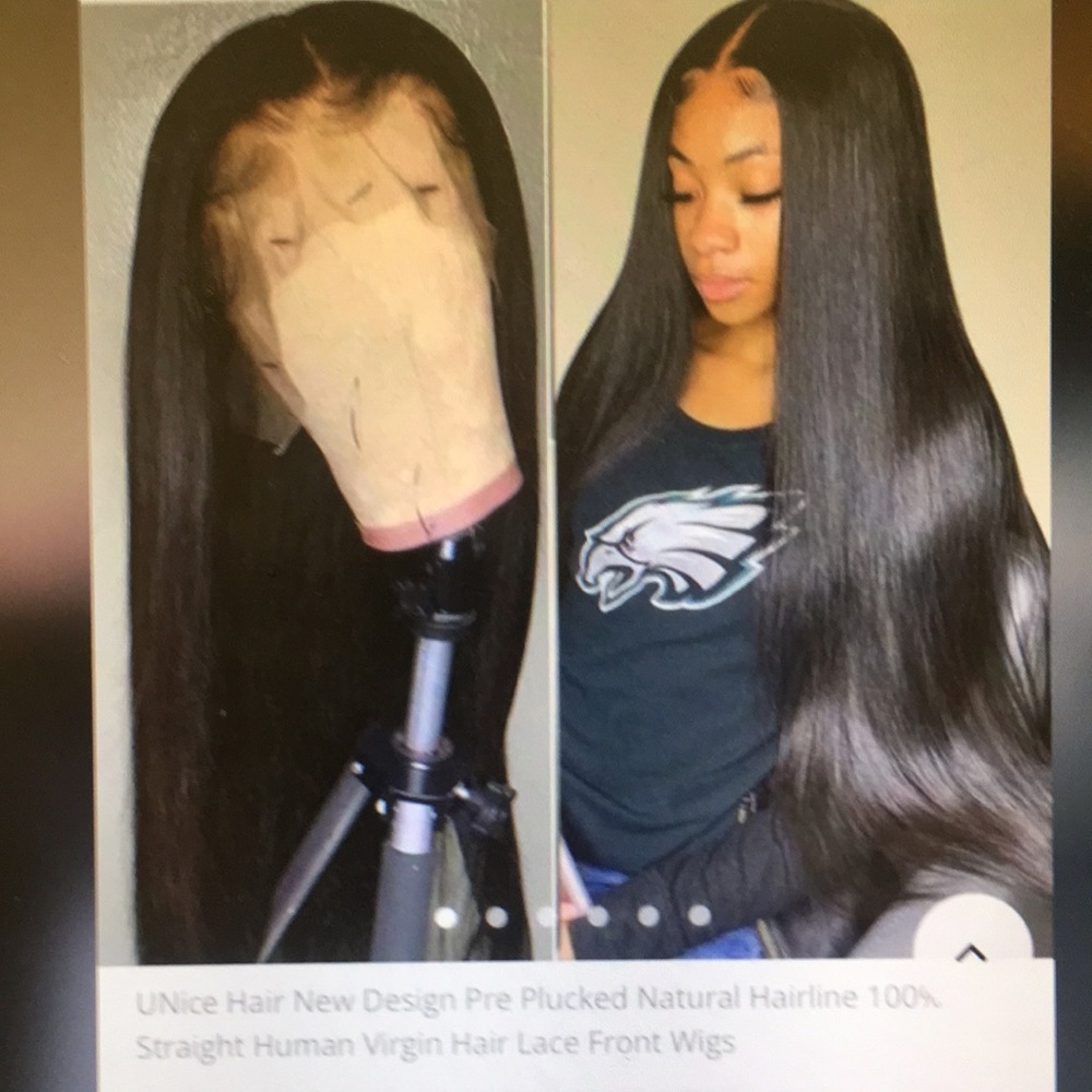 Pre-plucked natural hairline 100% straight human virgin hair lace front wig